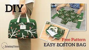 Easy Boston Bag Sewing Pattern | DIY Front Pocket Handbag Tutorial [sewingtimes]
