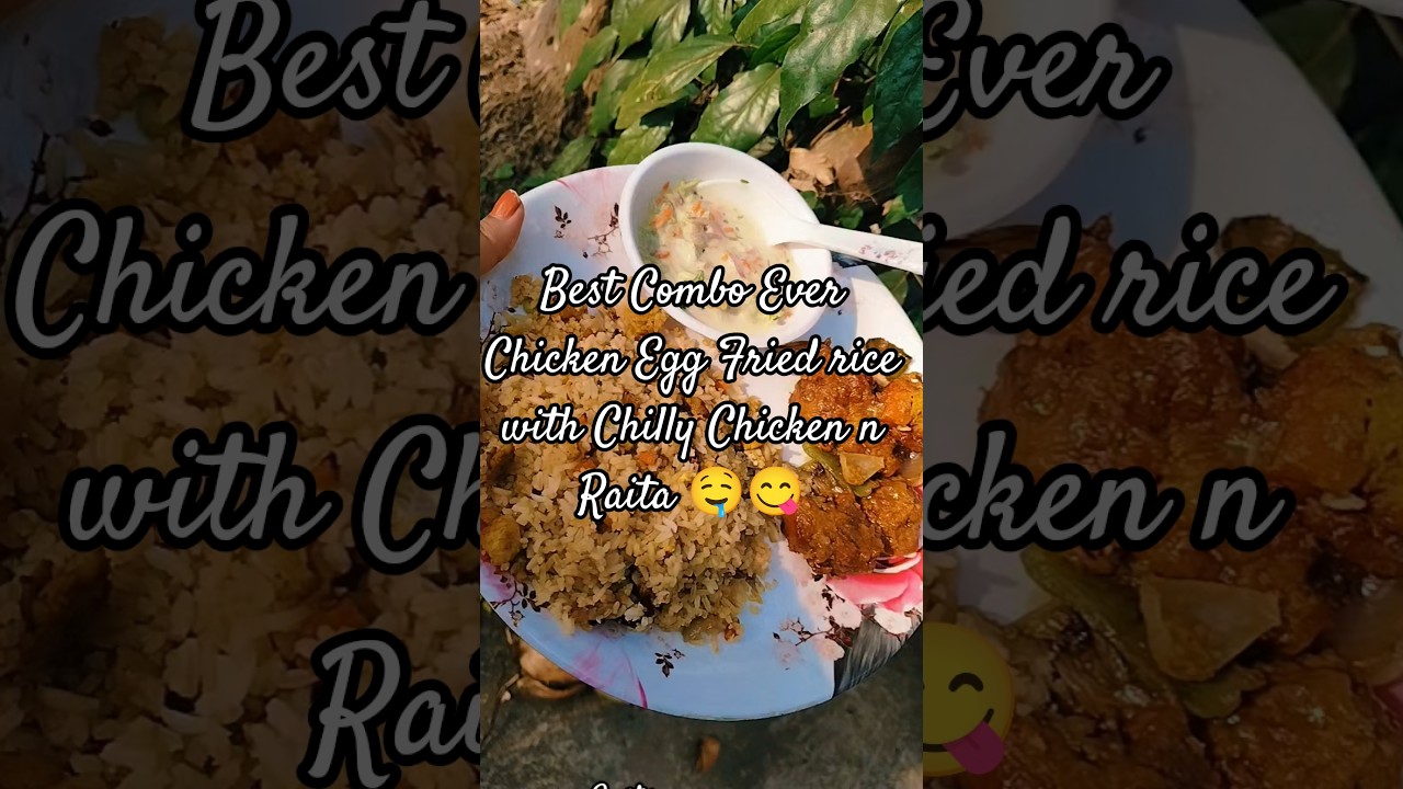 Best Combo Ever Chicken egg Fried Rice with Chilly Chicken n Raita🤤😋