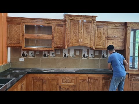 Mẫu tủ bếp gỗ xoan đào siêu đẹp (0961238175) | Cách làm tủ bếp bằng thợ mộc