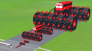 Long Bus Spider Lightning McQueen Thorns vs Thomas Trains | BeamNG.drive