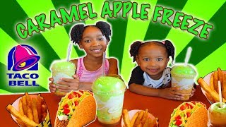 TACO BELL CARAMEL APPLE FREEZE | TASTE TEST - NACHO FRIES ... CHEESE SAUCE