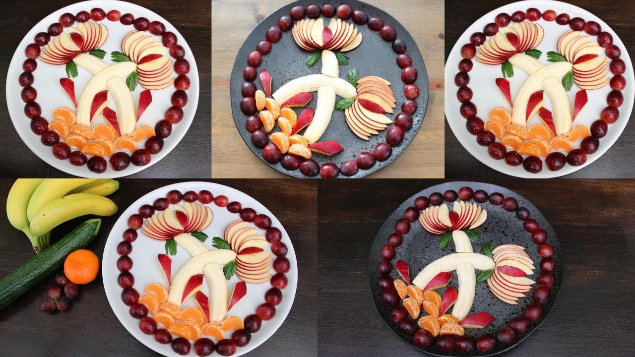 Art In Super Fruit Platter Decoration Ideas Banana,Tangerine,Grapes