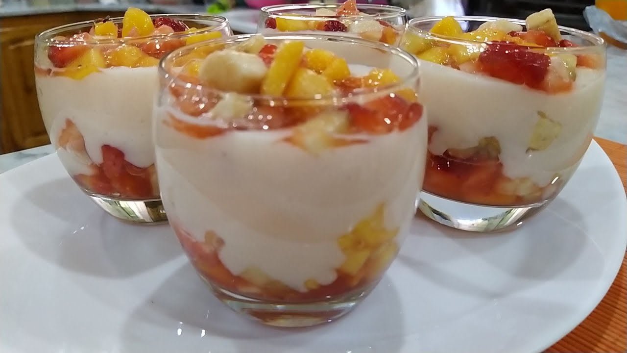 تحلية رمضانية بالفواكه رائعة بنينة بزاف و توجدوها بلخف 🥰🥰