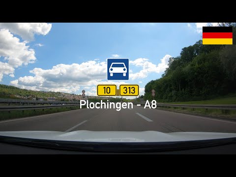 Driving in Germany 4K: B10 - B313 From Plochingen to Autobahn A8