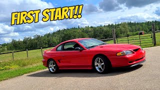 LS Swapped Mustang First Start! (Short) Brutal Exhaust Sound Open Headers!