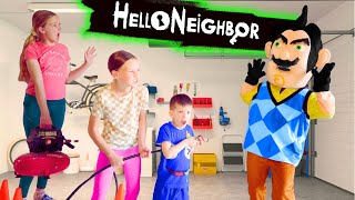 Hello Neighbor in Real Life vs Preston!! Disney Doorables Scavenger Hunt!