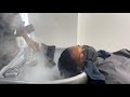Relaxing Hair Wash + Deep Conditioning Using Steam | Natural Hair Salon