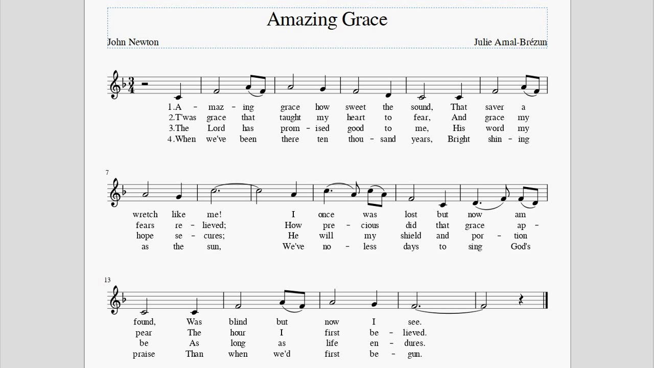 J.A.B. Amazing Grace (mélodie) .