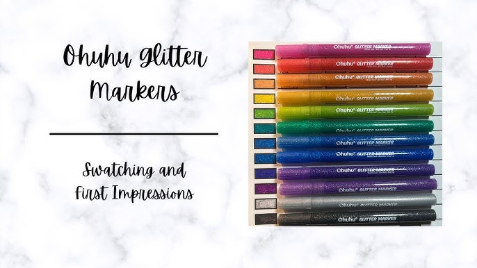 Ooly Rainbow Sparkle Glitter Markers - Round Marker Tip Opening and Review  