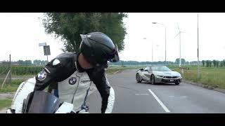 Dragrace BMW i3 en i8 v.s. BMW S 1000 RR HP4