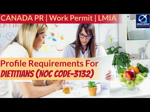 Dietitians & Nutritionists - Profile Description for Canada Work permit, LMIA and PR | NOC CODE 3132