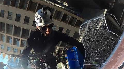 Rope access window cleaning.