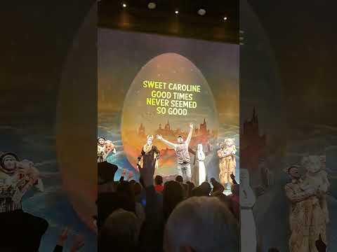 John Bishop singing Sweet Caroline at the Mother Goose Pantomime in London January 4th 2023