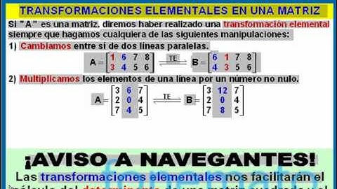 Transformaciones Elementales. Cálculo matricial
