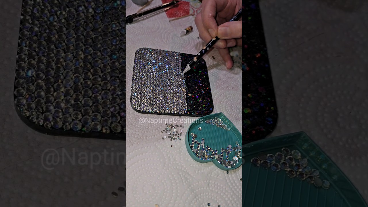 adding bling to a resin coaster