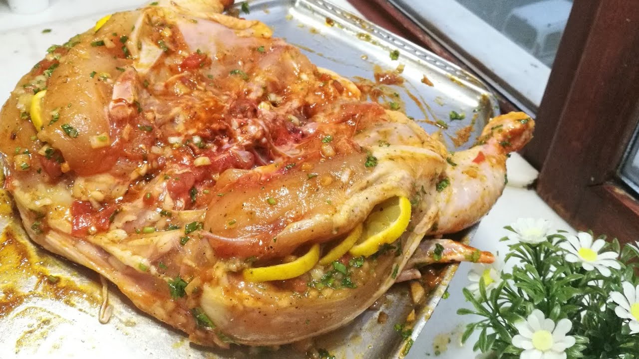 دجاج بتتبيله السريعه مع أطيب حشوه