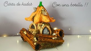 DIY/FLOWER FAIRY HOUSE with a BOTTLE!!!AIR DRY CLAY FAIRY HOUSE