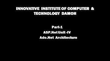 Ado net Architecture Unit- 4(Part-1) For PGDCA II SEM (MCU Bhoapl)