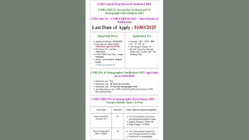 CSIR CDRI Junior Secretariat Assistant, Steno Online Form 2025 #steno #stenographer #govjob #shorts