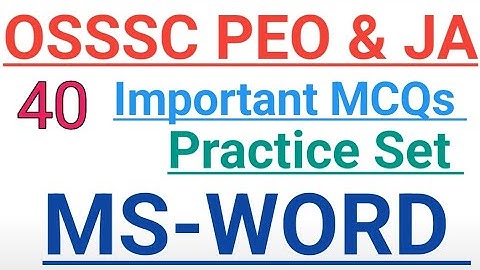 Ms word practice Set || Important Questions || OSSSC PEO & JA ||