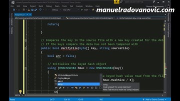 C# 6.0 Tutorial - Advanced - 67. How to Sign and Verify the File with HMACSHA384 Object