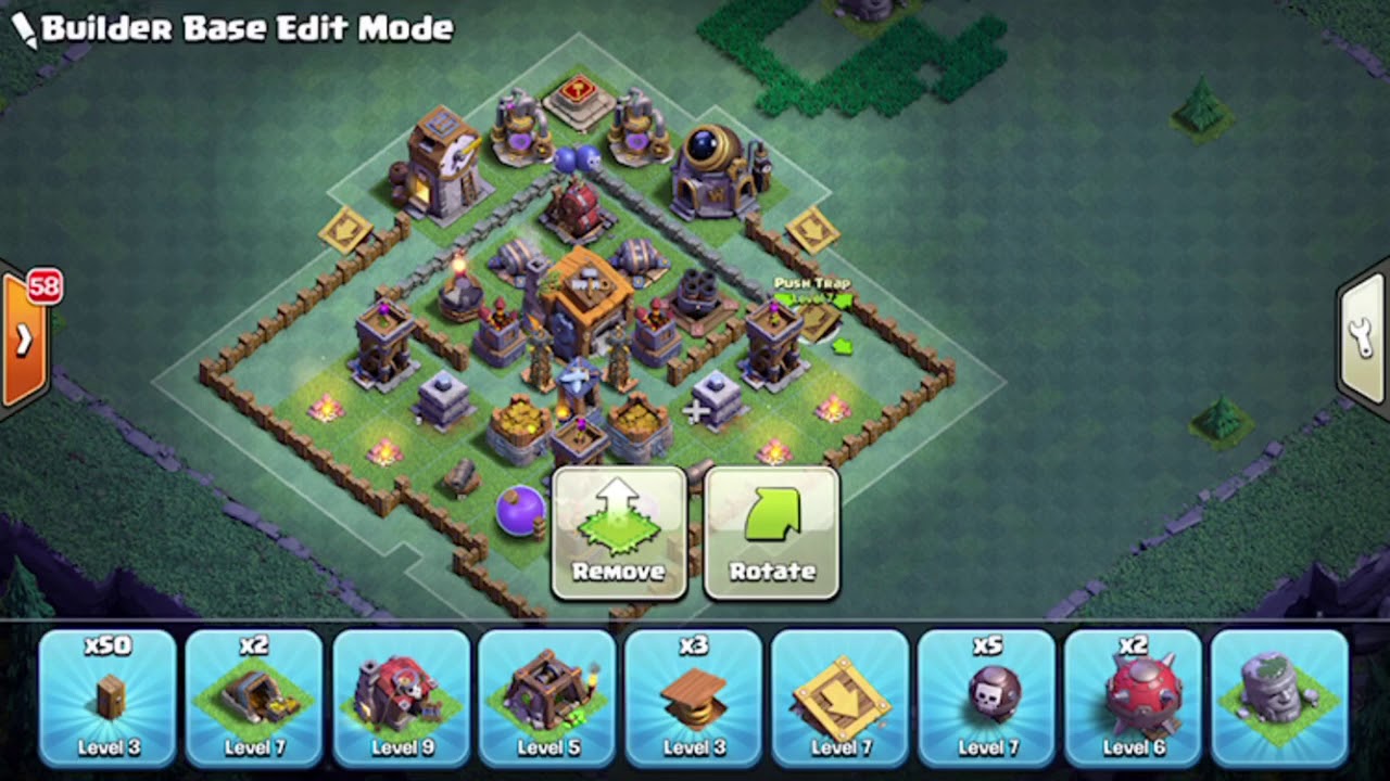 Builder Hall 7 Base Without Giant Cannon Youtube