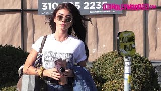 Sarah Hyland Carries The Future Is Voting Jacket While Leaving 901 Salon On Melrose Place 9.27.18