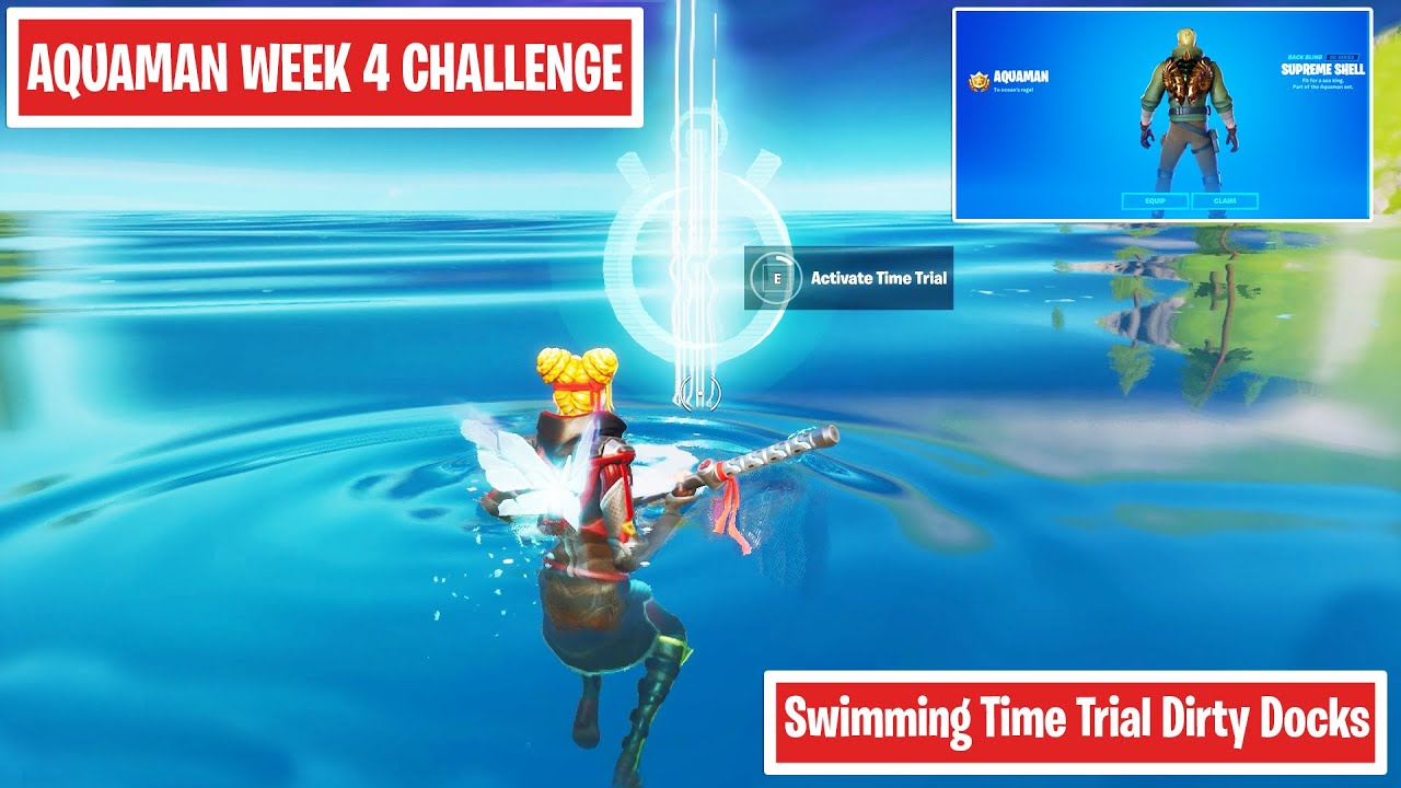 FORTNITE AQUAMAN WEEK 4 CHALLENGE Complete the swimming Time Trial at