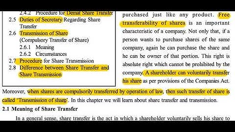 TRANSFER AND TRANSMISSION OF SHARES I 12 COMMERCE I CCSP I CHAPTER 2 I PART 1 I BY VIRAL SIR