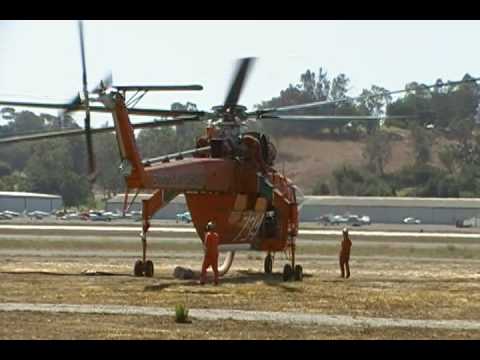 S-64 erickson air crane helicopter at brackett heading to station fire