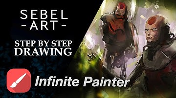 Infinite Painter - great drawing app for doing concept art on iPad Pro! - time lapse video