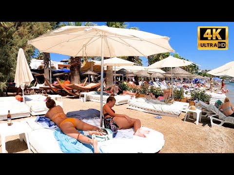 Bodrum Bitez Beach Walk l August 2021 Turkey [4K HDR]