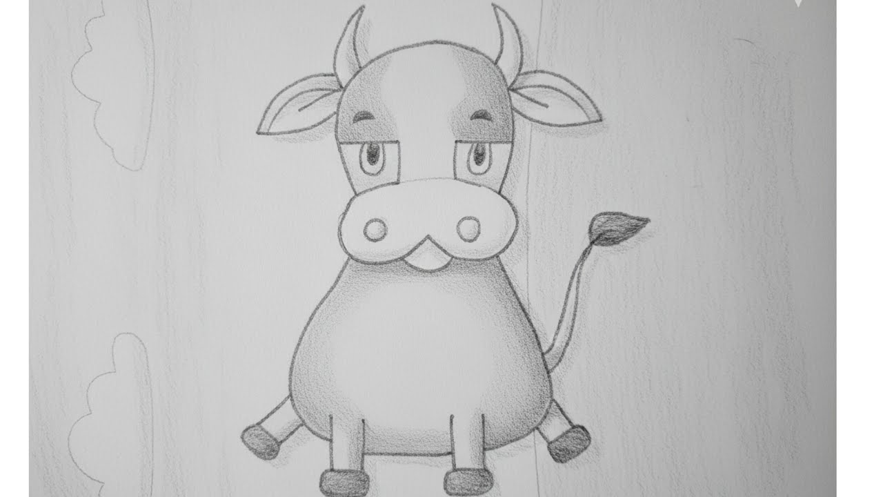 Cow drawing easy step by step . How to draw a cow picture 