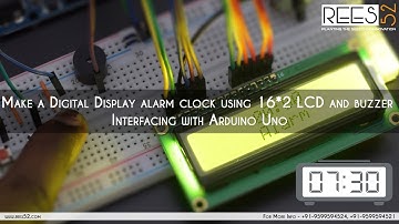 Make a Digital Display alarm clock using 16*2 LCD and buzzer interfacing with Arduino Uno