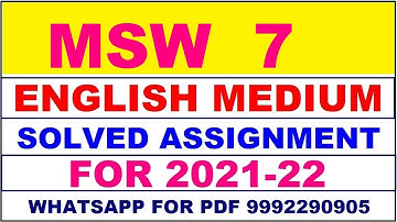 MSW 7 Solved Assignment 2021-22 in ENGLISH,  Whatsapp For Pdf  9992290905.  #SHORTS