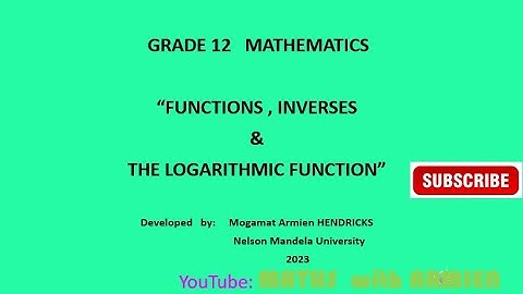 Inverse Functions  Grade  12