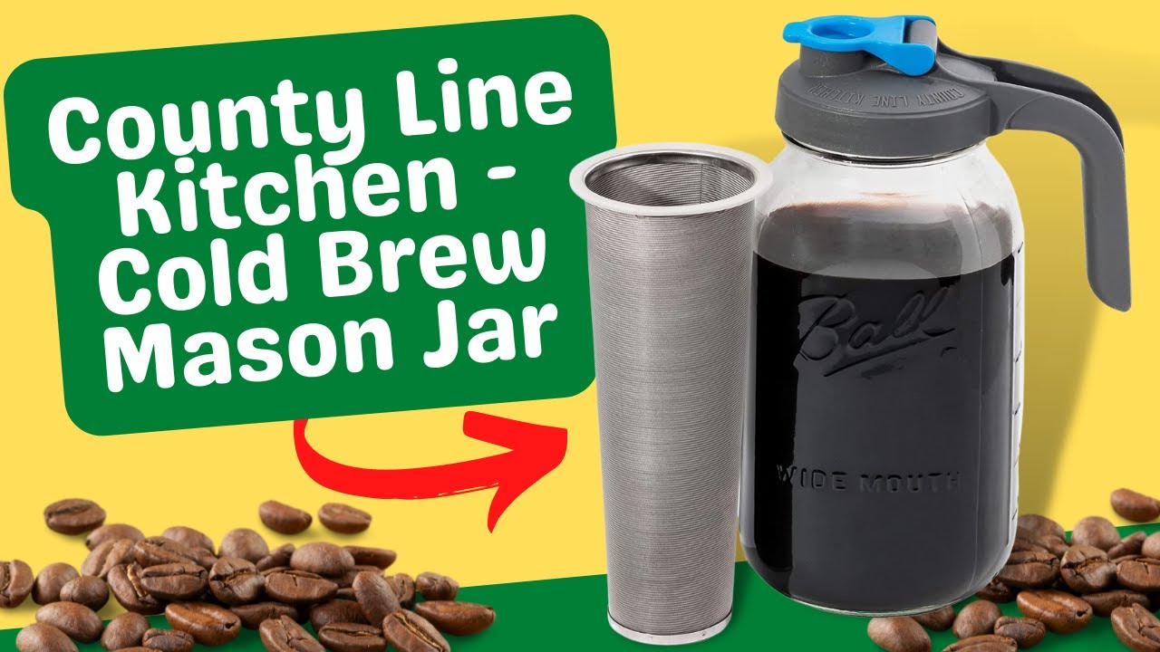 County Line Kitchen Mason Jar Cold Brew Coffee Maker, 1 Quart, with Flip  Cap Lid