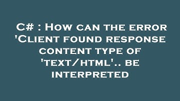 C# : How can the error 