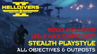 Helldivers 2 // Up Malevolon Creek - Lvl 9 Automaton Solo Helldive - All Clear - Stealth Gameplay