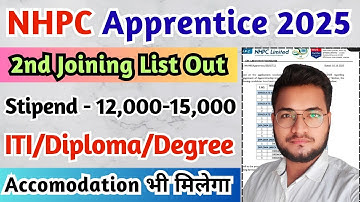 NHPC Apprentice Joining Merit List 2025, NHPC ITI, Diploma, Graduate Apprentice Merit List 2025
