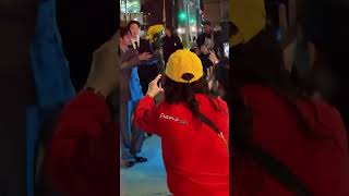 Taehyung Giving Flowers To Fans Waiting As Asking To Share Among Them