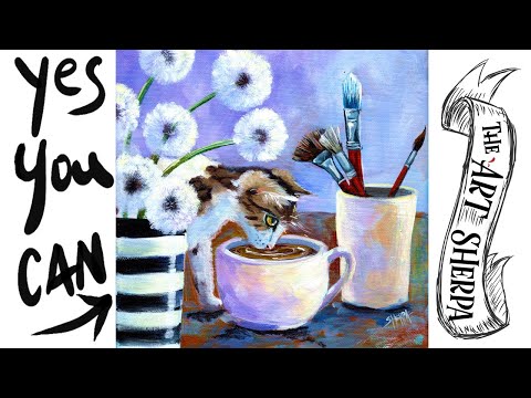 PATRON KITTEN ART STUDIO Beginners Learn to paint Acrylic Tutorial Step by Step