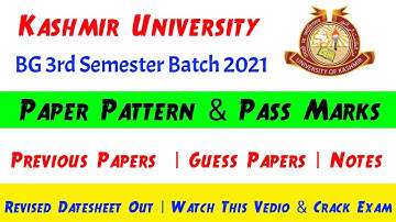 BG 3rd Semester Paper Pattern & Pass marks | Previous Papers, Guess Papers, Notes Check Details