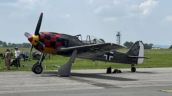 Focke-Wulf FW-190 arrival landing and taxi at Reading PA Airport WW2 Weekend June-06-2025