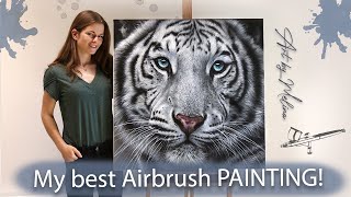 New White Tiger PAINTING!!! done only with Airbrush