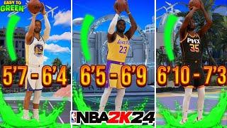 The BEST JUMPSHOTS for EVERY THREE POINT RATING + HEIGHT in NBA 2K24!!! BEST JUMPSHOT in NBA 2K24!!!