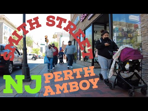 Walking Perth Amboy NJ, Near Staten Island NY, Latina Girls, Smith Street, 4K, 2021 May 1st