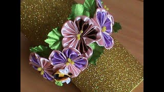 DIY/Двухцветного круглого лепестка канзаши в новом исполнении DIY/Двухцветного круглого лепестка канзаши в новом исполнении