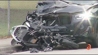 Muere el chofer de una moto Scooter tras ser impactado por un sedan BMW en  el NW de Miami 