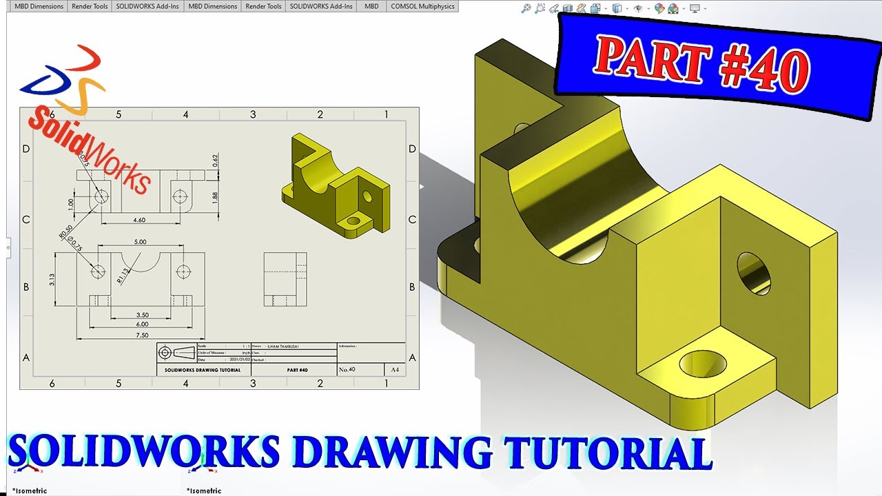 SOLIDWORKS DRAWING TUTORIAL #40 || Part 40 - YouTube